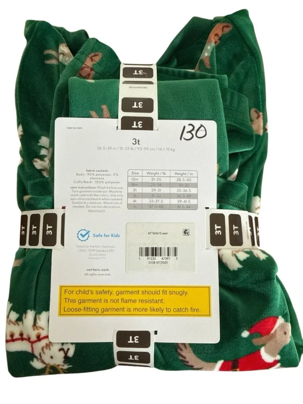 Carter's Holiday 2-Piece Velboa Pajama Set-Festive Dogs-Size 3T-NWT